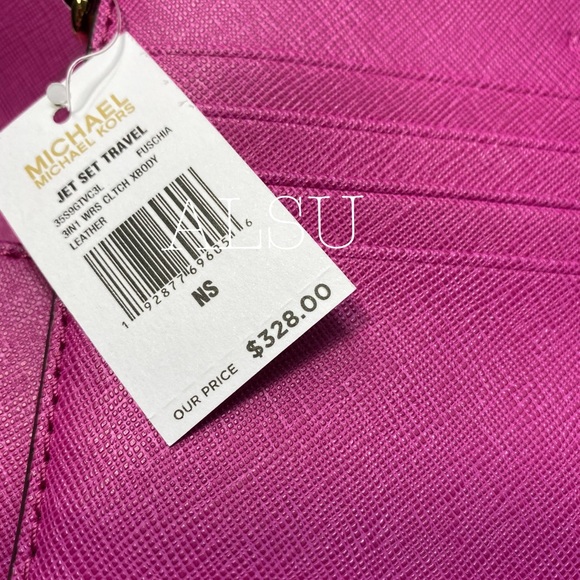 Michael Kors Clutch Wristlet xBody Fuchsia Leather - Picture 7 of 8
